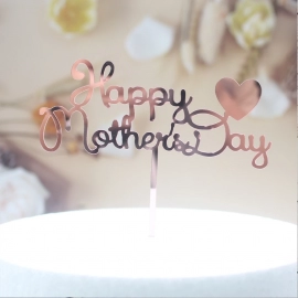 Happy Mother's Day Cake Topper Acrylic Cake Top Flag Cake Decorating Supplies For Mum Mother Birthday Celebration Party Decor