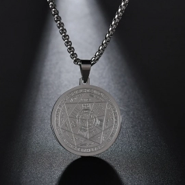 Seal of The 7 Archangels Pendant Necklaces for Men Seal of Solomon Spiritual Talisman Protection Amulet Stainless Steel Jewelry